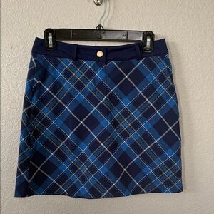 Lady Hagen Navy and Gold Plaid Midi Golf Skirt NEW Size 2